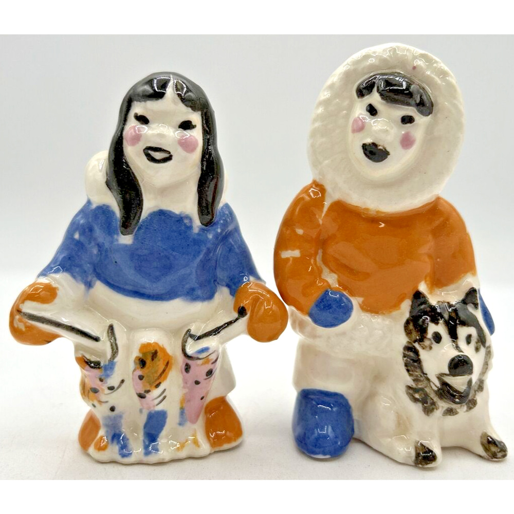 Vintage Retro Salt and Pepper Shakers Alaskan Eskimo U260/18